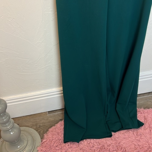 EXPRESS DEEP TEAL OFF THE SHOULDER WIDE LEG JUMPSUIT W/ POCKETS Small - Picture 3 of 3